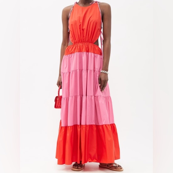 NWT STAUD Minerva Dress in Red/Pink Women’s Size Medium - Picture 4 of 13